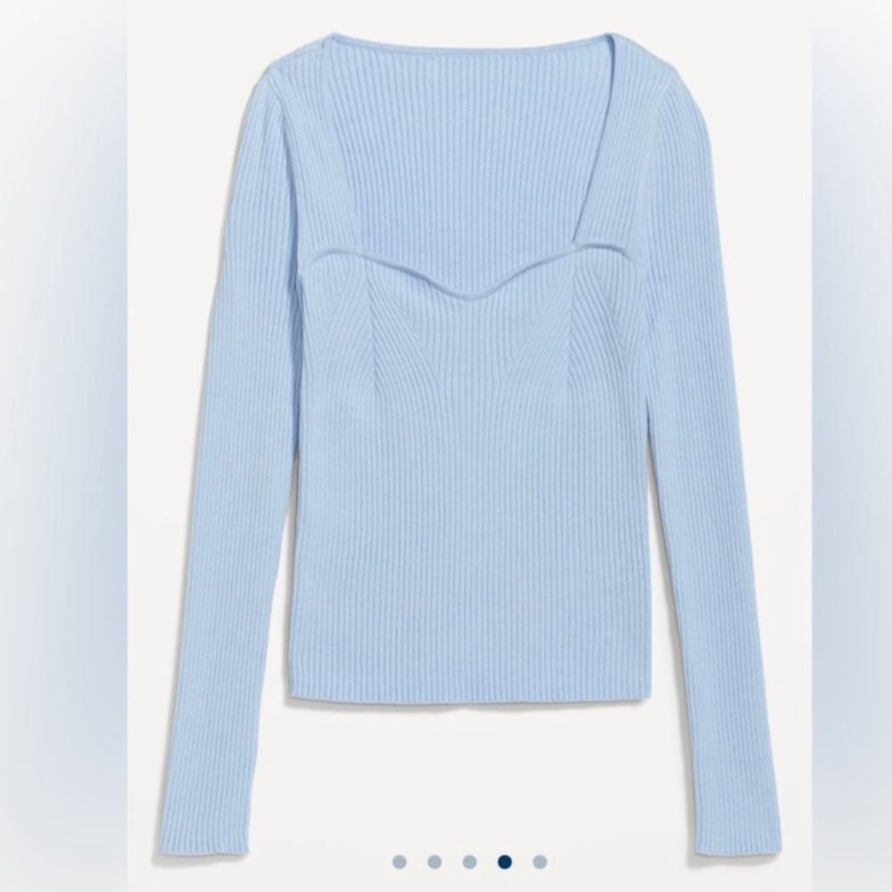 NWOT Old Navy Square Neck Ribbed Baby Blue Sweater size small - Picture 10 of 11